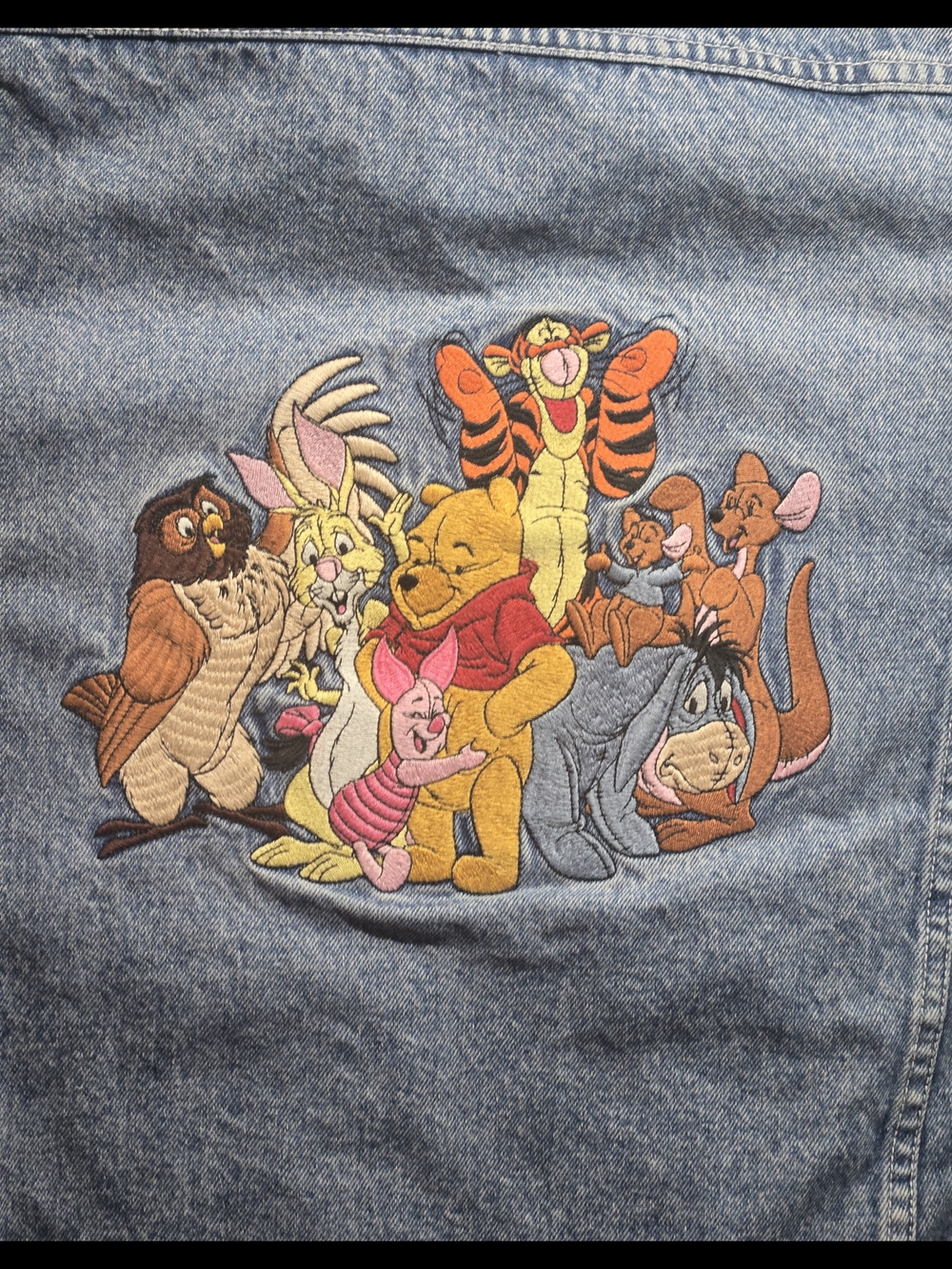 Vintage 90s Disney Winnie The Pooh Embroidered Denim Jean Jacket Tigger Unisex L